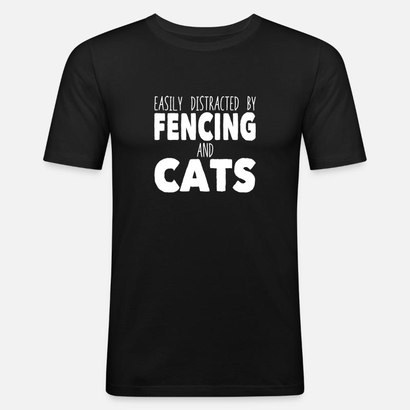 Fechten Katzen - Männer Slim Fit T-Shirt - Schwarz