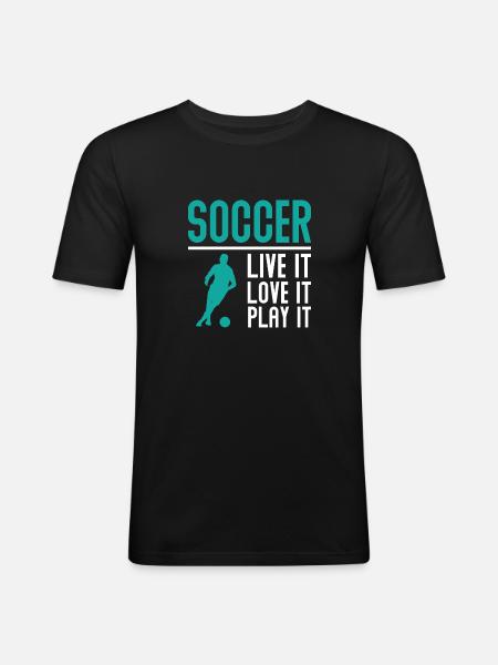 Fußballliebe - Männer Slim Fit T-Shirt - Schwarz