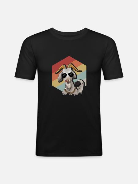Cool retro goat with sunglasses - Men's Slim Fit T-Shirt - black