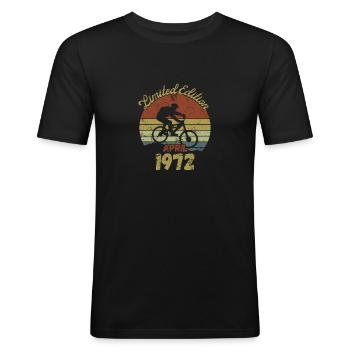 Anniversaire Vélo Vélo Avril 1972 - T-shirt près du corps Homme - noir - Devant - Nik (191cm)