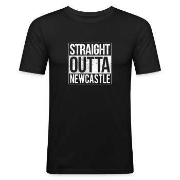 Straight Outta Newcastle - Men's Slim Fit T-Shirt - black - Front - Nik (191cm)