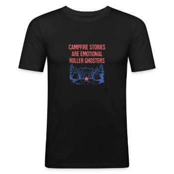Rouleau émotionnel Ghosters Halloween Camping Effrayant - T-shirt près du corps Homme - noir - Devant - Nik (191cm)