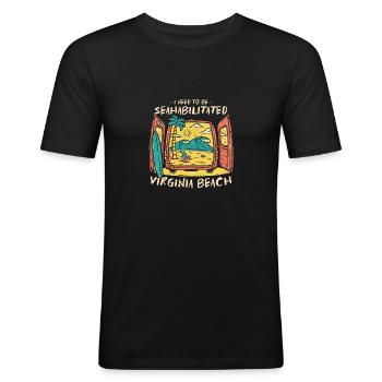 I Need To Be Seahabilitated Virginia Beach Summer - Männer Slim Fit T-Shirt - Schwarz - Vorne - Nik (191cm)