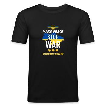 Make peace Stop War - T-shirt près du corps Homme - noir - Devant - Nik (191cm)
