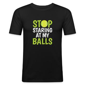 Tennis amusant - T-shirt près du corps Homme - noir - Devant - Nik (191cm)