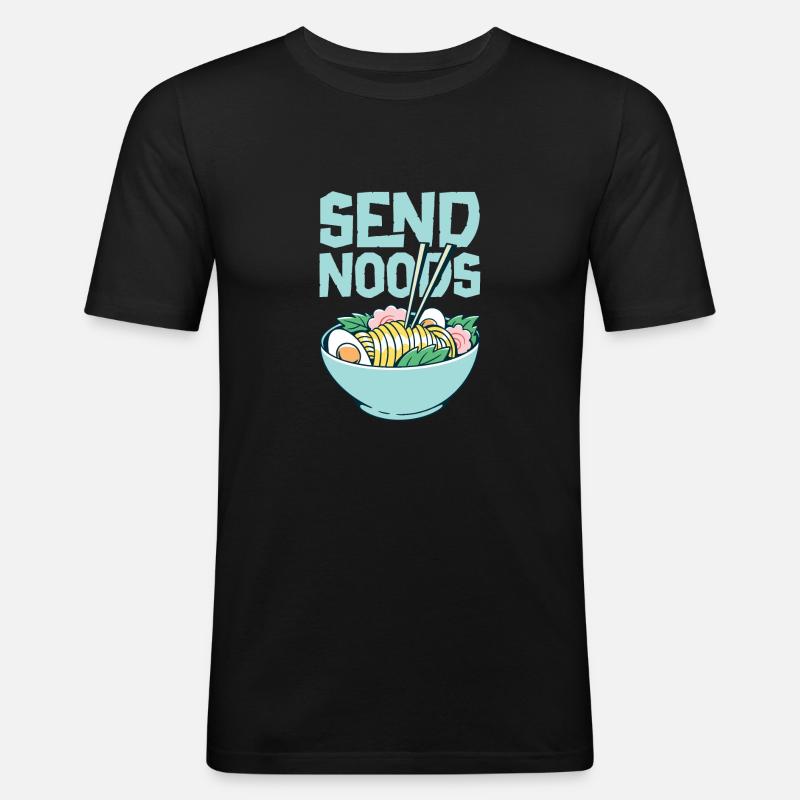 Nudeln Essen Nudelsuppe - Männer Slim Fit T-Shirt - Schwarz