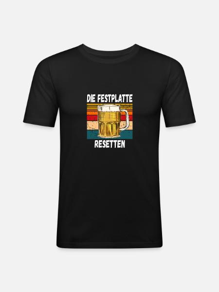 Die Festplatte Resetten witziger Trinkspruch - Männer Slim Fit T-Shirt - Schwarz