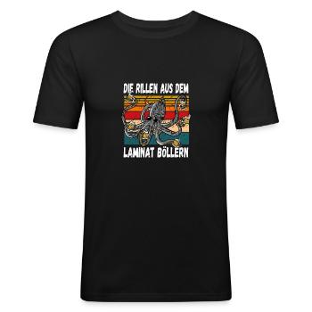 Die Rillen aus dem Laminat Böllern Trinkspruch - Männer Slim Fit T-Shirt - Schwarz - Vorne - Nik (191cm)