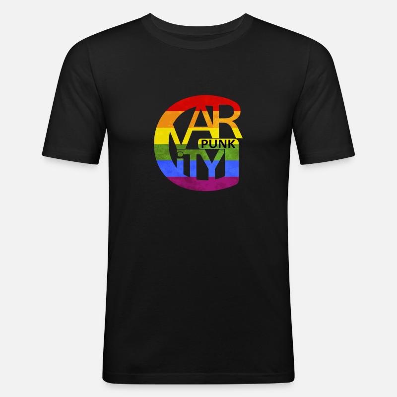 pride gravity Buchstabe für Punks - Männer Slim Fit T-Shirt - Schwarz