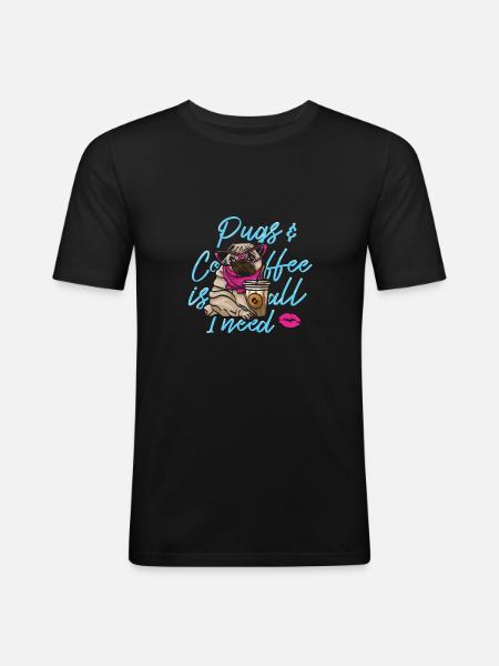 Funny pug dog head dog - Men's Slim Fit T-Shirt - black