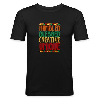 Historical Black College University - Männer Slim Fit T-Shirt - Schwarz - Vorne - Nik (191cm)