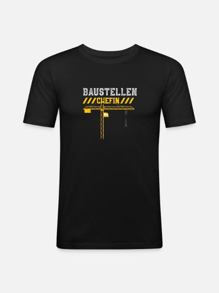 Baustellen Chefin - Männer Slim Fit T-Shirt - Schwarz