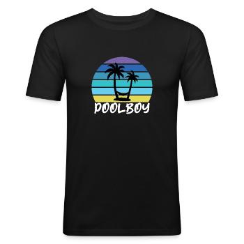 Poolboy Schwimmen Bademeister - Männer Slim Fit T-Shirt - Schwarz - Vorne - Nik (191cm)