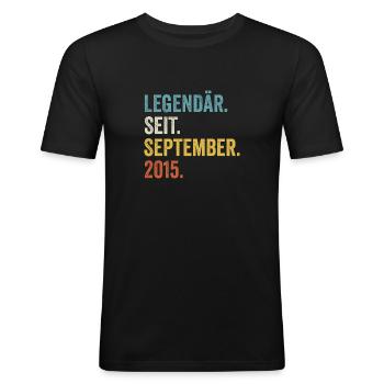 7 Jahre Legendär Seit September 2015 7. Geburtstag - Männer Slim Fit T-Shirt - Schwarz - Vorne - Nik (191cm)