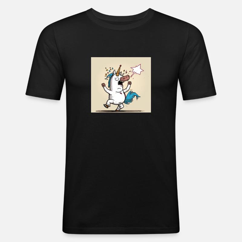 Einhorn Comic! Geschenkidee - Männer Slim Fit T-Shirt - Schwarz