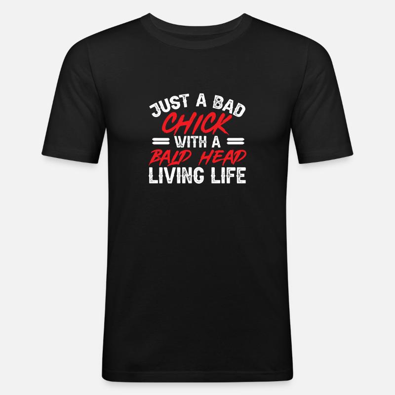 Glatze Kahlköpfigkeit Bart Glatzkopf - Männer Slim Fit T-Shirt - Schwarz