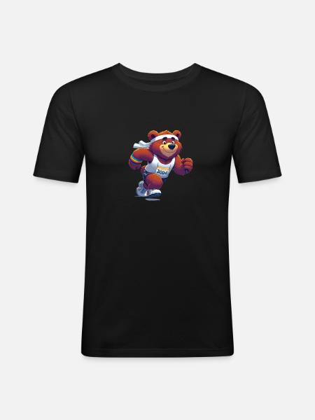 Cute Marathon Runner Bear - Men's Slim Fit T-Shirt - black