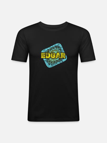 Edgar - Männer Slim Fit T-Shirt - Schwarz