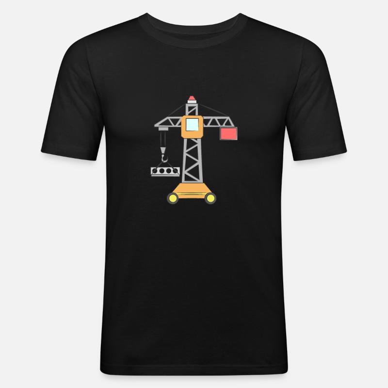 Kran Kinder Baustelle - Männer Slim Fit T-Shirt - Schwarz