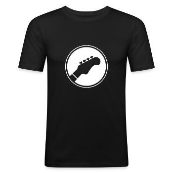 Bass Logo - Bassist Bassgitarre Musiker Geschenk - Männer Slim Fit T-Shirt - Schwarz - Vorne - Nik (191cm)