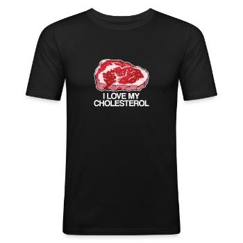 Cholesterol Fleischfresser Ketogene Diät Geschenk - Männer Slim Fit T-Shirt - Schwarz - Vorne - Nik (191cm)