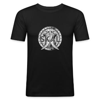 Skal Viking toast buvant des cornes bouclier - T-shirt près du corps Homme - noir - Devant - Nik (191cm)