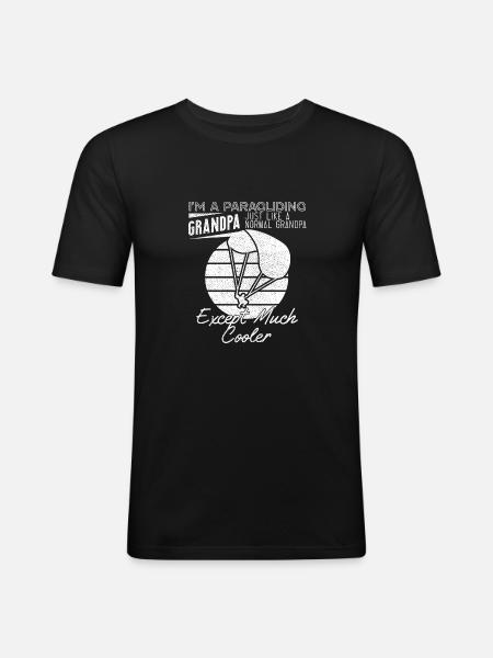 Cool Paragliding Grandpa - Men's Slim Fit T-Shirt - black