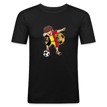 Belgien Fussball Dabbing Tanz Geschenk - Männer Slim Fit T-Shirt - Schwarz - Vorne - Nik (191cm)