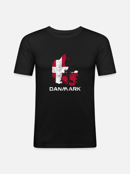 Denmark Danish Flag Map - Men's Slim Fit T-Shirt - black