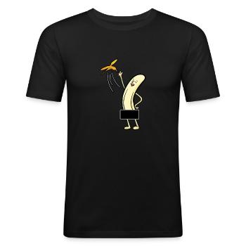 Banana Banana Bowl Nude Comic Funny Gift - T-shirt près du corps Homme - noir - Devant - Nik (191cm)