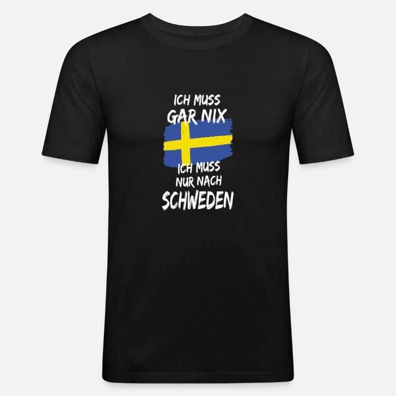 Schweden Urlaub Spruch Geschenkidee - Männer Slim Fit T-Shirt - Schwarz