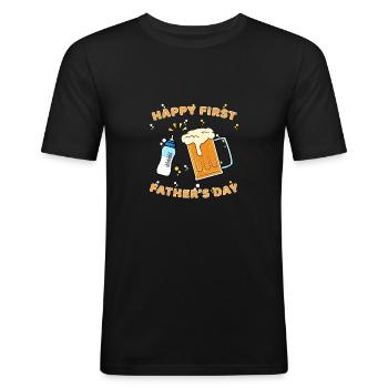 Father's Day - Men's Slim Fit T-Shirt - black - Front - Nik (191cm)