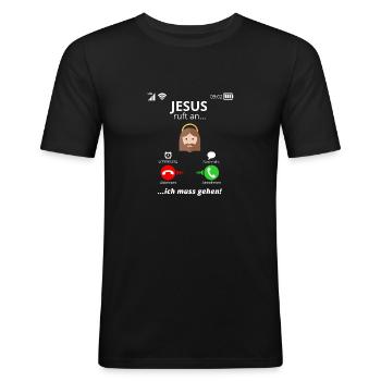 Jesus Ruft An Anruf Christen Kirche Glaube Gläubig - Männer Slim Fit T-Shirt - Schwarz - Vorne - Nik (191cm)