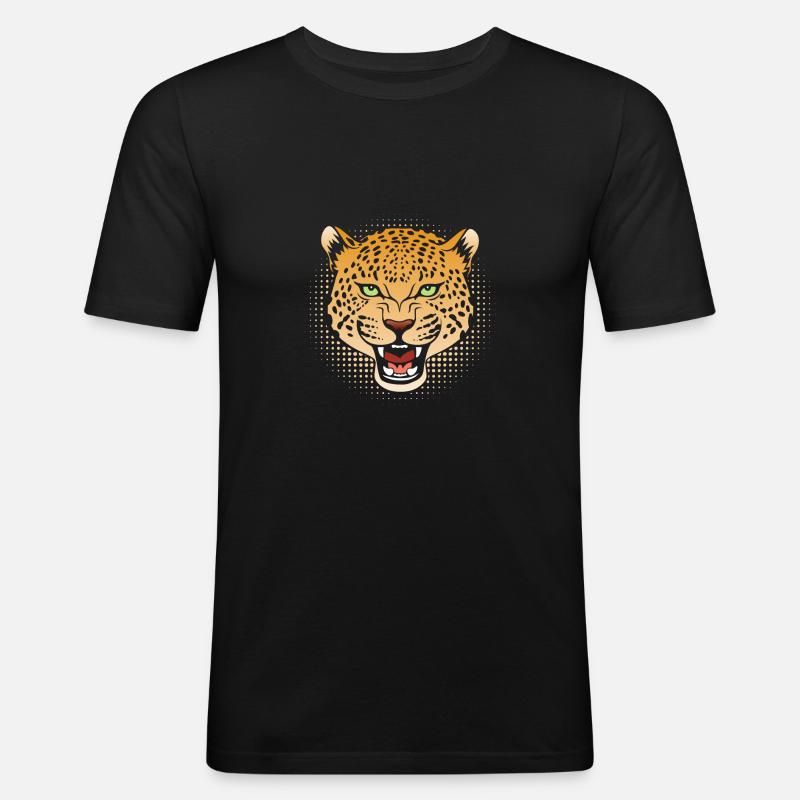Gepard Leopard - Männer Slim Fit T-Shirt - Schwarz