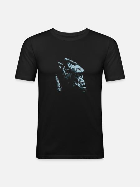 Gorille - T-shirt près du corps Homme - noir