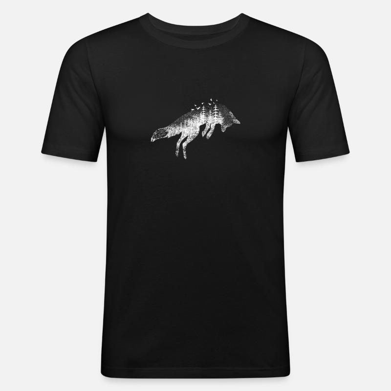 Fuchs und Wald - Männer Slim Fit T-Shirt - Schwarz