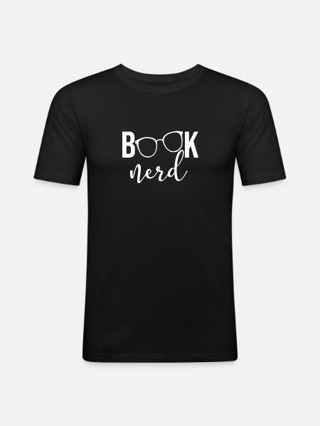 Book Nerd - Männer Slim Fit T-Shirt - Schwarz