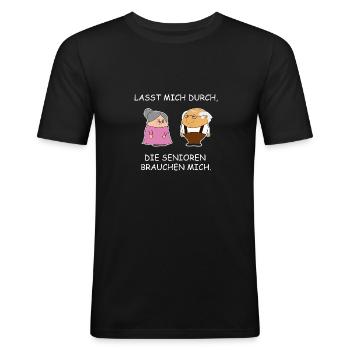 Altenpflege Pflegekraft Pfleger Lustig Witzig - Männer Slim Fit T-Shirt - Schwarz - Vorne - Nik (191cm)
