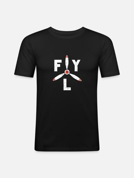 Fly Propeller Flugzeuge Luftfahrt - Männer Slim Fit T-Shirt - Schwarz
