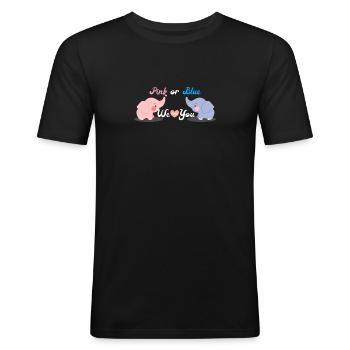 Pink or Blue - Süßes Werdende Eltern Geschenk - Männer Slim Fit T-Shirt - Schwarz - Vorne - Nik (191cm)