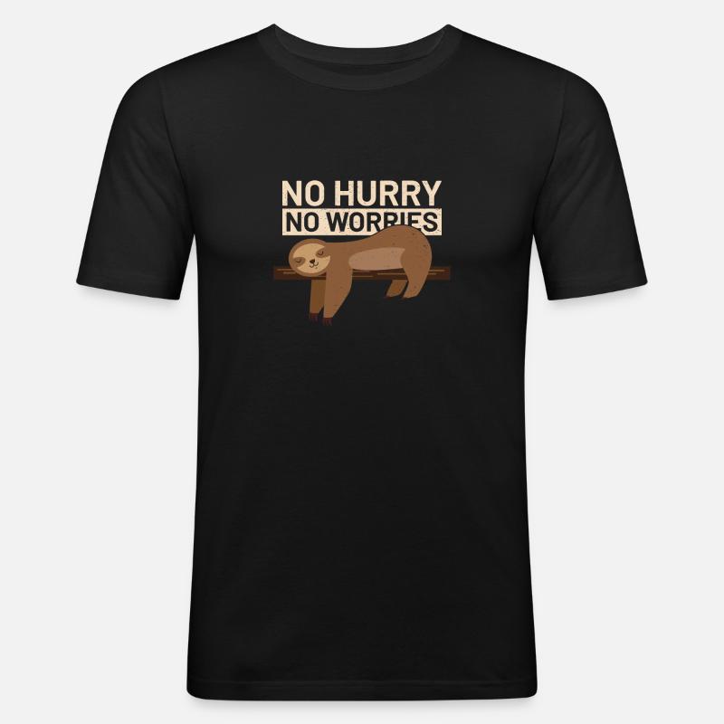 faultier - Männer Slim Fit T-Shirt - Schwarz