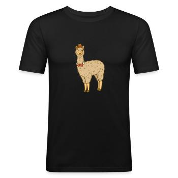 Sweet, llama, in formal, formal clothing - Men's Slim Fit T-Shirt - black - Front - Nik (191cm)