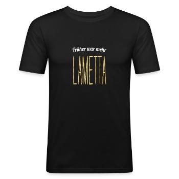 Weihnachtsbaum früher war mehr Lametta Geschenk - Männer Slim Fit T-Shirt - Schwarz - Vorne - Nik (191cm)