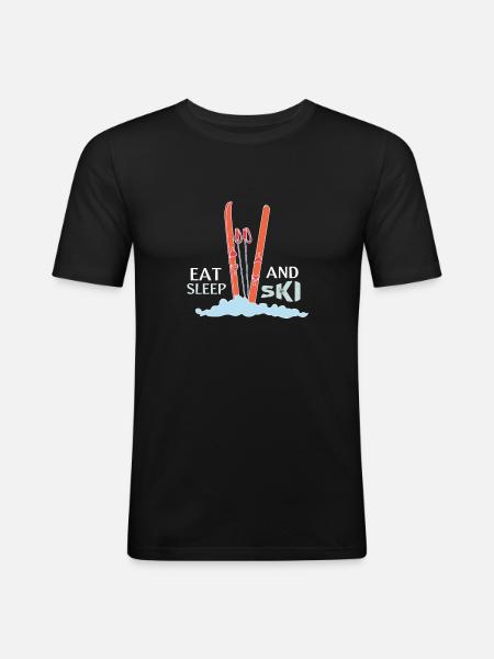 Ski - Männer Slim Fit T-Shirt - Schwarz