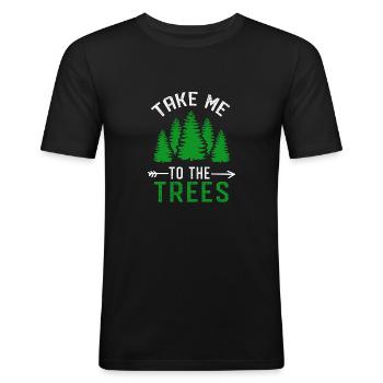 natur - Slim Fit T-shirt herr - svart - Fram - Nik (191cm)
