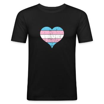 Transgender LGBT Pride Herz - Männer Slim Fit T-Shirt - Schwarz - Vorne - Nik (191cm)