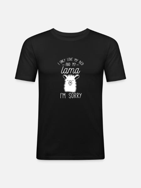 lama tired / sleeping / lazy - Men's Slim Fit T-Shirt - black