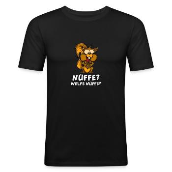 Nüffe? Welfe Nüffe? Streifenhörnchen Eichhörnchen - Männer Slim Fit T-Shirt - Schwarz - Vorne - Nik (191cm)
