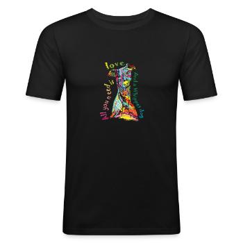 Greyhound Dog Gift Mom Dad Colorful Love Whippet - Men's Slim Fit T-Shirt - black - Front - Nik (191cm)