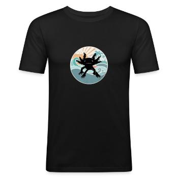 Axolotl Retro Beach Design Funny - Men's Slim Fit T-Shirt - black - Front - Nik (191cm)
